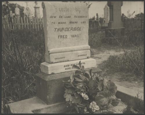 Headstone of the grave of Fred Ward, Thunderbolt, Uralla, New South Wales, ca. 1950 [picture] / E.W. Searle