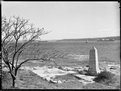 View across Sydney Harbour with obelisk in the foreground, Sydney Harbour, ca. 1935 [picture] / E.W. Searle