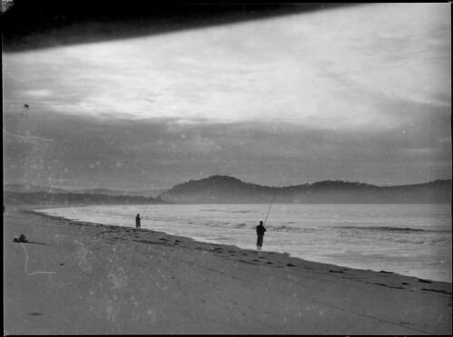 Two men beach fishing, Australia, ca. 1945 [picture] / E.W. Searle