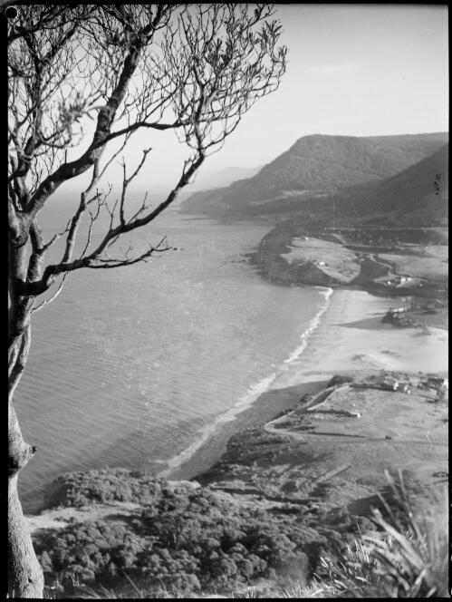 Hilltop view of a beach and settlement, Australia, ca. 1935, 2 [picture] / E.W. Searle