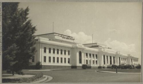 Old Parliament House from the House of Representatives side, Canberra, ca. 1949, 2 [picture] / E.W. Searle