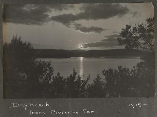 Daybreak on the western shore of the River Derwent looking East towards Bellerive Bluff, Tasmania, 1915 [picture]