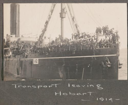 Transport leaving Hobart, 1914 [picture]