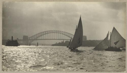 Views of Sydney Harbour bridge and sailing boats, ca. 1935 [picture] / Edward Searle
