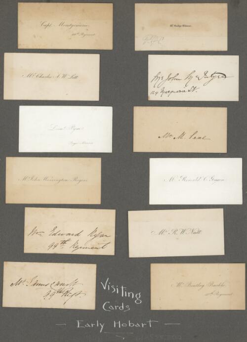 Visiting cards from early Hobart, Tasmania, 1 1800-1899 [manuscript]