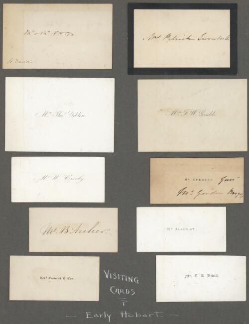 Visiting cards from early Hobart, Tasmania, 2 1800-1899 [manuscript]