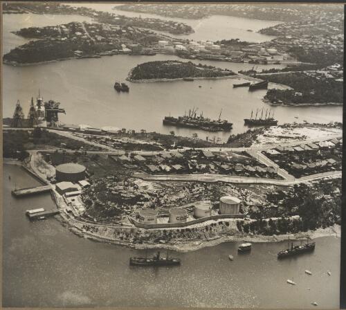 Aerial view of a Commonwealth Oil Refinery facility at Sydney Harbour, Sydney, ca. 1940 [picture] / E.W. Searle