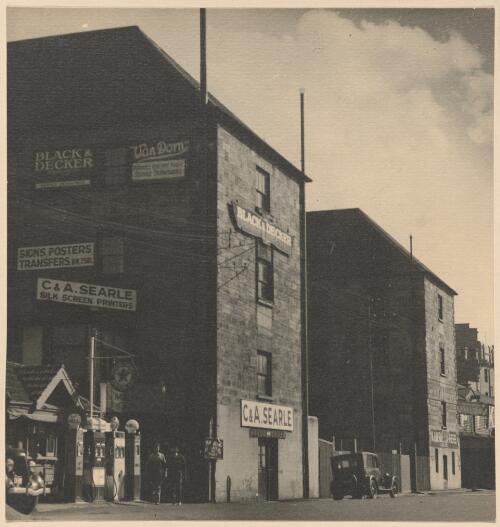 Petrol pumps and building premises for C and A Searle, printers, Sydney, New South Wales [picture] / E.W. Searle