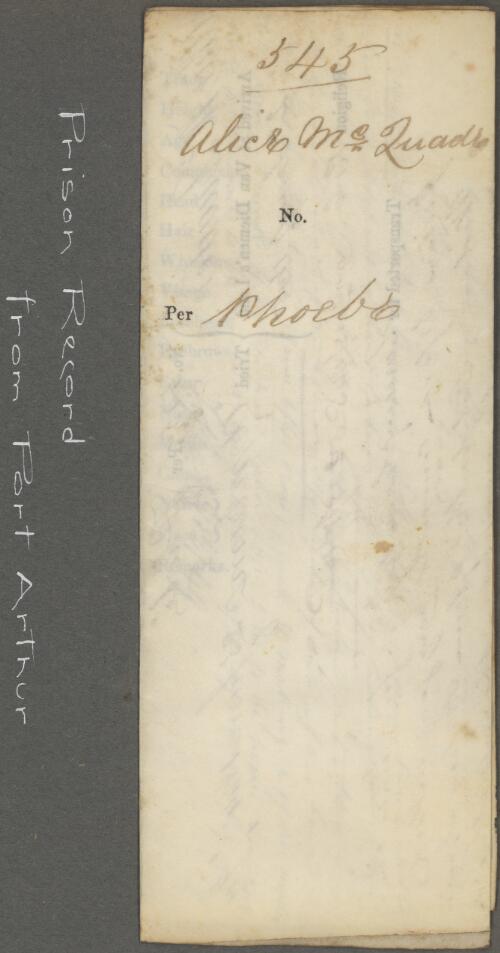 Prison record of Alice McQuade, Van Diemen's Land, 2 January 1845-1849 [manuscript]