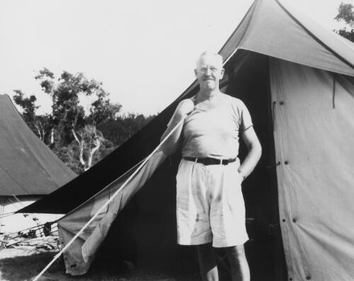 Frank Setzler standing outside a tent, Northern Territory, 1948 [picture]
