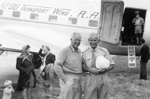 Charles Mountford and Frank Setzler upon arrival at Adelaide, 17 November 1948 [picture] / Smithsonian Institution