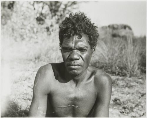 Portrait of John and the excavation on Port Bradshaw from Yirrkala, Northern Territory, 1948 [picture] / Frank M. Setzler