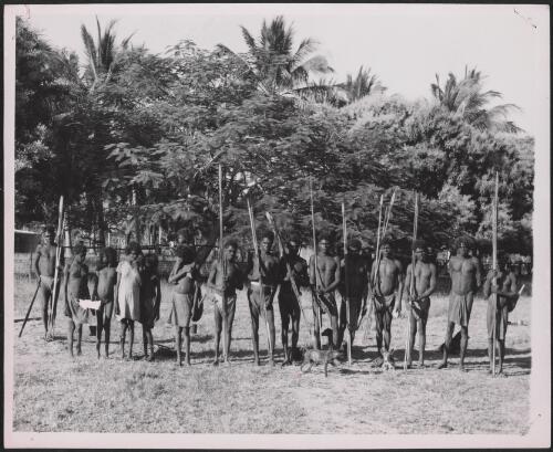 Aboriginal men holding spears, Arnhem Land, Northern Territory, August 1948 / Frank M. Setzler
