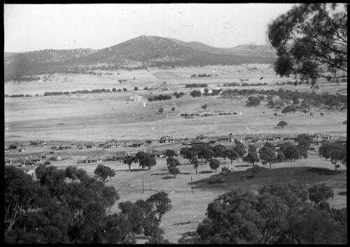 View over Canberra looking across the valley towards Mt. Ainslie, Australian Capital Territory, 9 May 1927 [transparency] / A.E. Bruce