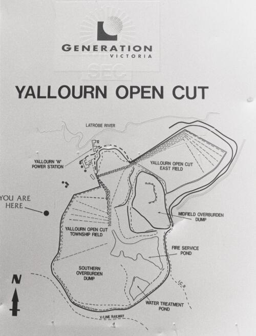 Yallourn open cut - sign - description of area. 1994 [picture] / John Werrett