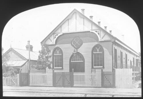 Presbyterian mission building, Montague, Melbourne, Victoria? [transparency] : miscellaneous glass slide / [John Flynn?]