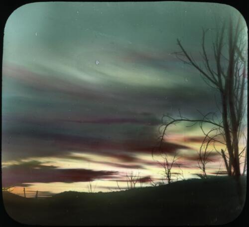 Sunset [transparency] : a lantern slide from John Flynn's missionary days in Gippsland 1906-7 / John Flynn