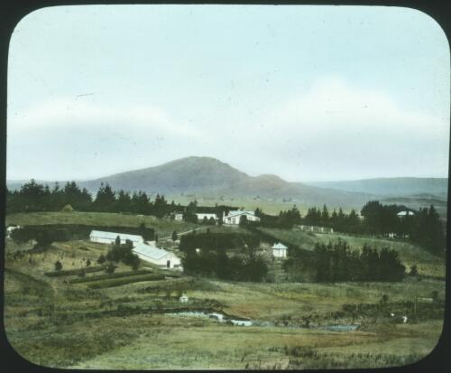 A general view of the Clinton hatchery and grounds [transparency] : a lantern slide from John Flynn's missionary days in Gippsland 1906-7 / John Flynn