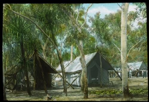 Miners campsite [transparency] : a lantern slide used by John Flynn in lectures / [John Flynn]