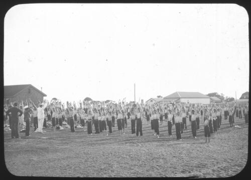 Naval cadets drill [transparency] : miscellaneous glass slide / [John Flynn?]