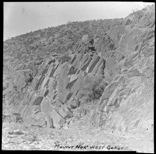 Mount Nor'West Gorge, South Australia [transparency] : lantern slide used by Rev. F.H. Paterson, north South Australia / [John Flynn?]