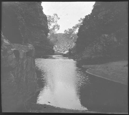 Simpson's Gap, near Alice Springs, Northern Territory, [1] [transparency] : scene of mid-north used by Rev. F.H. Patterson on Stuart Patrol 1930+