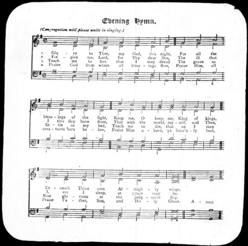 Words and music of the hymn Evening hymn [transparency] : a lantern slide used in A.I.M. lectures