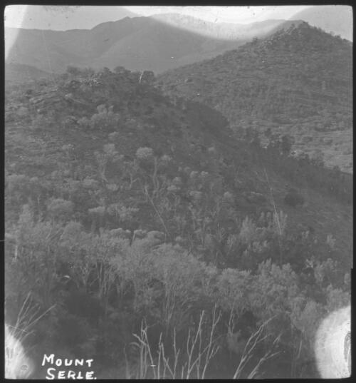 Mount Serle, 1910, South Australia [transparency] : scene of mid-north South Australia used by Rev. F.H. Patterson on Stuart Patrol 1930+