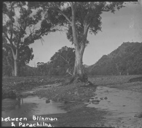 Between Blinman and Parachilna, 1909, South Australia, [2] [transparency] : scene of mid-north South Australia used by Rev. F.H. Patterson on Stuart Patrol 1930+