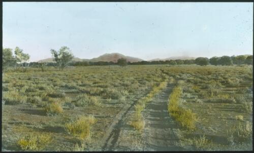 Road to Musgrave Ranges [transparency] : a lantern slide used in lectures on all Australian Inland Mission activities, 1940- / [John Flynn?]
