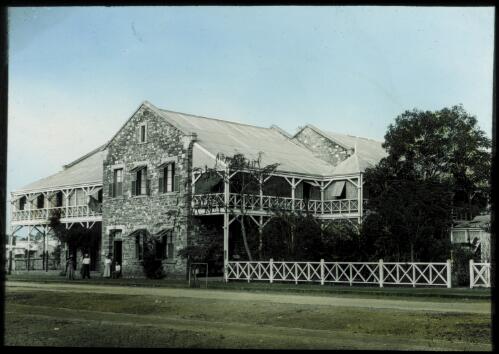 Government Hotel, Darwin [transparency] : a deputation slide of the AIM [Australian Inland Mission] Head Office, 1926-1940/ [John Flynn?]