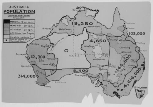 [Map of] Australia, population, grouped and graded, census 1921 [picture]
