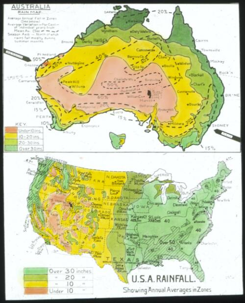 Australia rain map ; U.S.A. rainfall [transparency]