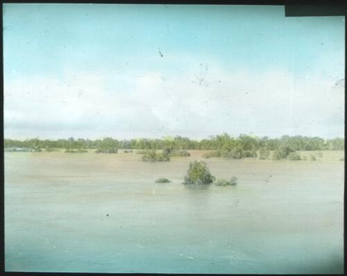 Floods, Birdsville, [3] [transparency] : a lantern slide used in lectures on all Australian Inland Mission activities, 1940- / [John Flynn?]
