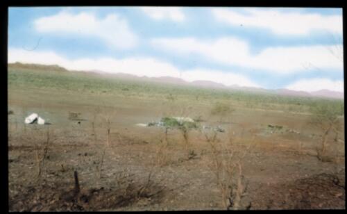 Camp site [transparency] : a lantern slide used for publicity in South Australia / [John Flynn]