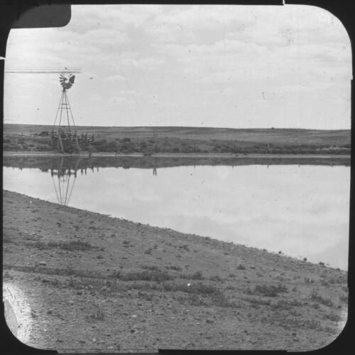 Ware's? Dam, near Mount Lyndhurst, South Australia [transparency] : part of South Australian and other AIM [Australian Inland Mission] scenes used by Rev. F.H. Patterson