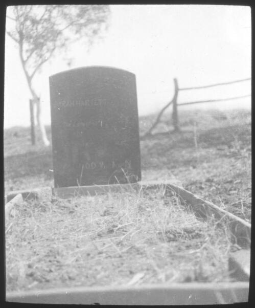 Gravestone of Sarah Hariett ... [transparency] / [John Flynn?]