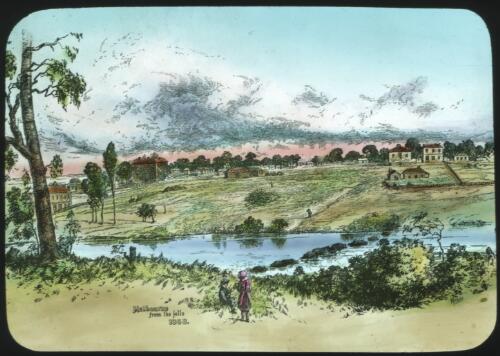 Melbourne from the falls, 1838 [transparency]