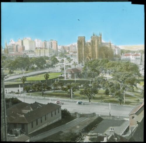 View of the city of Sydney, New South Wales [transparency] : a lantern slide used by John Flynn in lectures / [John Flynn]