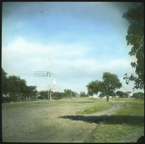 Unidentified township with church tower? [transparency] / [John Flynn?]
