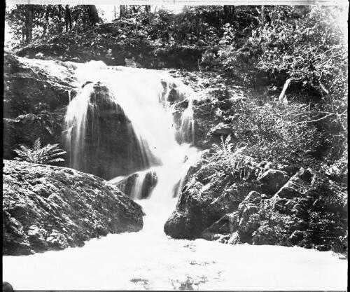Unidentified waterfall [picture] : part of a mixed selection of lantern slides and negatives from John Flynn's teaching days in Gippsland, and early AIM [Australian Inland Mission] / John Flynn
