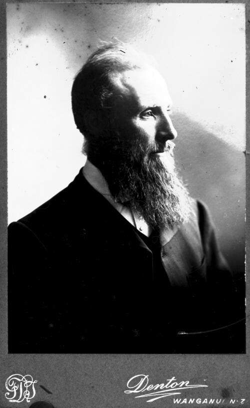 Portrait of an unidentified, bearded man [picture] : part of a mixed selection of lantern slides and negatives from John Flynn's teaching days in Gippsland, and early AIM [Australian Inland Mission] / John Flynn