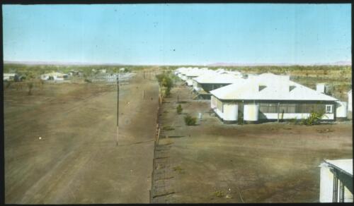 Government buildings, Tennant Creek [transparency] : a lantern slide used in lectures on all Australian Inland Mission activities / [John Flynn?]