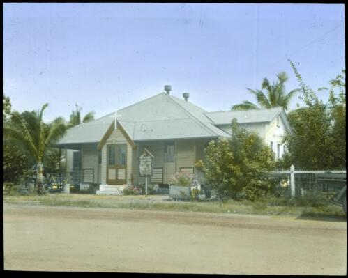 Methodist Presbyterian Church, Northern Territory [transparency] : a lantern slide used in lectures on all Australian Inland Mission activities / [John Flynn?]