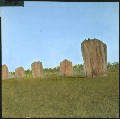 Magnetic ant hills [1] [transparency] : a lantern slide used in lectures on all Australian Inland Mission activities / [John Flynn?]