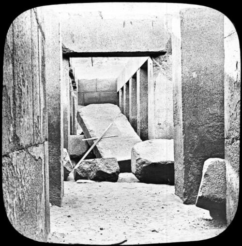 The western aisle of King Shafre's granite tomb [transparency] / by Prof. Piazzi Smyth