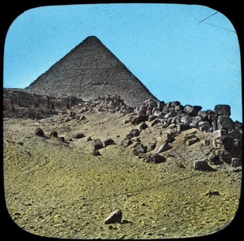 The Great Pyramid and the remains of the Old Causeway thereto [transparency] / by Prof. Piazzi Smyth