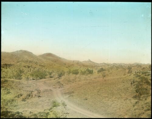 Road to Hall's Creek [transparency] : a lantern slide used in lectures on all Australian Inland Mission activities / [John Flynn?]