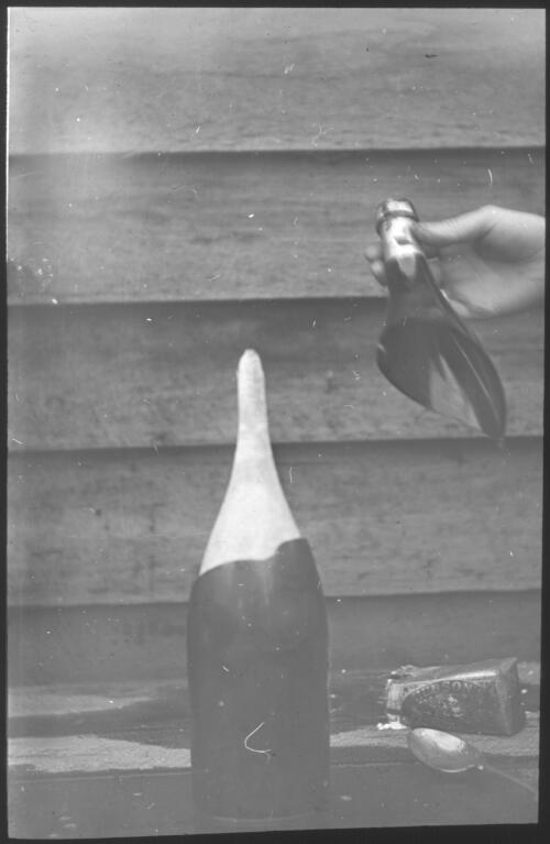 Broken frozen bottle [transparency] : a lantern slide from John Flynn's missionary days in Gippsland 1906-7 / John Flynn