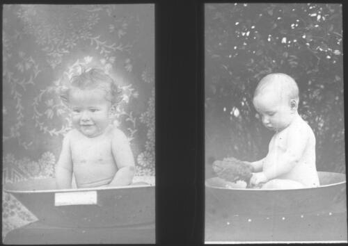 Two unidentified babies [transparency] : a lantern slide from John Flynn's missionary days in Gippsland 1906-7 / John Flynn
